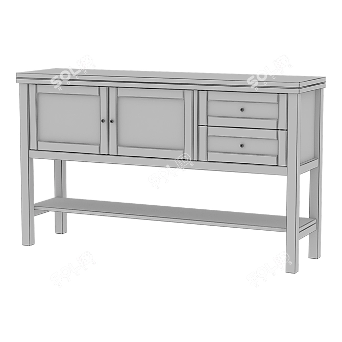 Scandinavian Retro Pine Console 3D model image 6