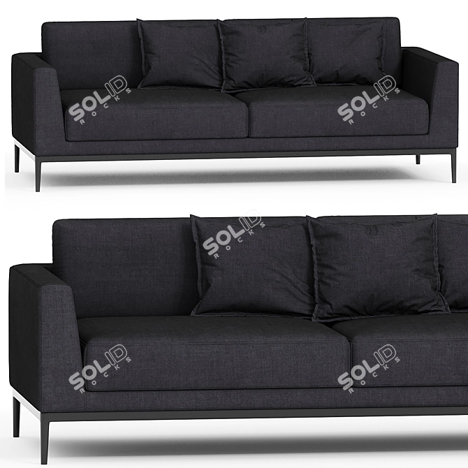 Elegant Fabric 2-Seater Sofa 3D model image 1