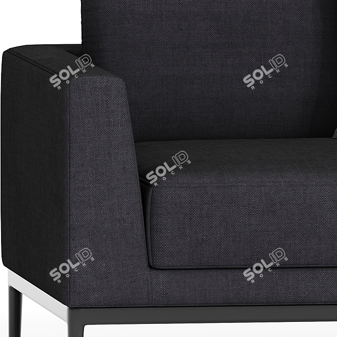 Elegant Fabric 2-Seater Sofa 3D model image 2