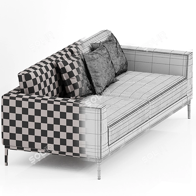 Elegant Fabric 2-Seater Sofa 3D model image 3