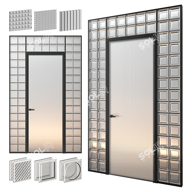 Glass Block Entry Door Aladin 3D model image 1