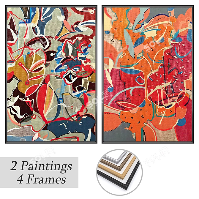 Artwork Set with Multiple Frames 3D model image 1