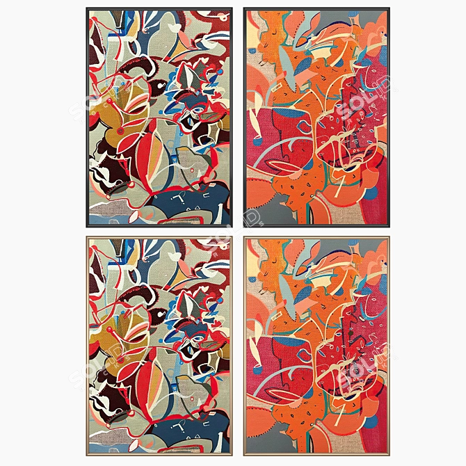 Artwork Set with Multiple Frames 3D model image 2