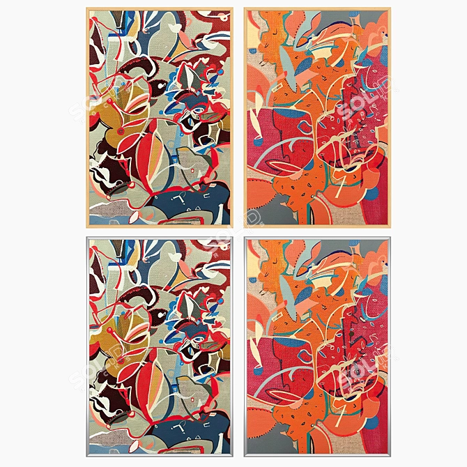 Artwork Set with Multiple Frames 3D model image 3