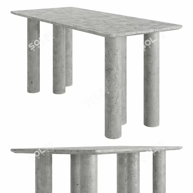 Rustic Wood Dining Table 63 3D model image 3