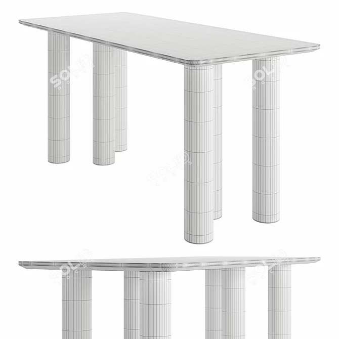 Rustic Wood Dining Table 63 3D model image 4