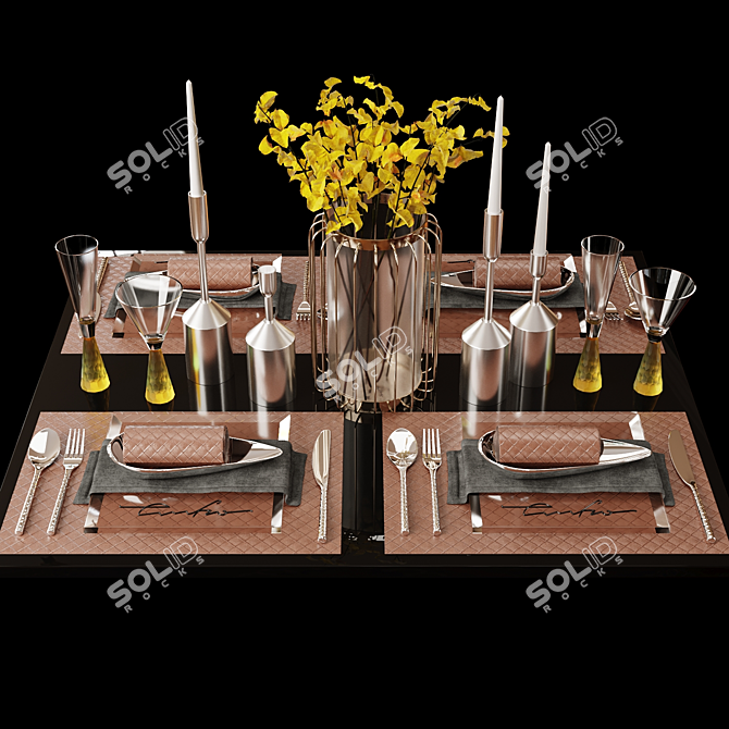 Modern Water Drop Dining Table 3D model image 3