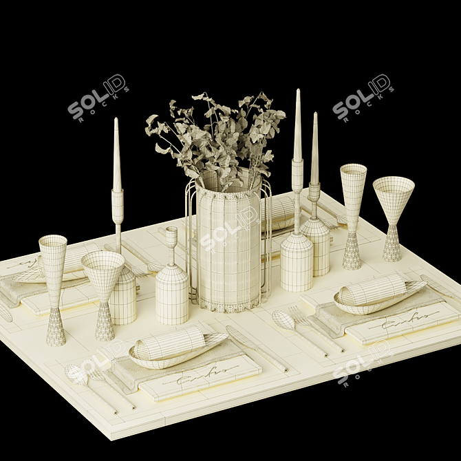 Modern Water Drop Dining Table 3D model image 4