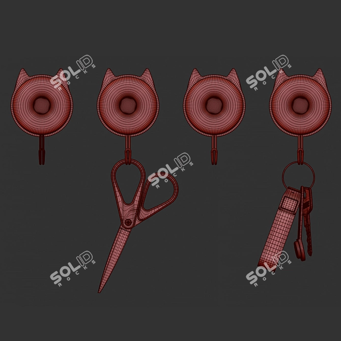 Whimsical Cat Keyholder Organizer 3D model image 3