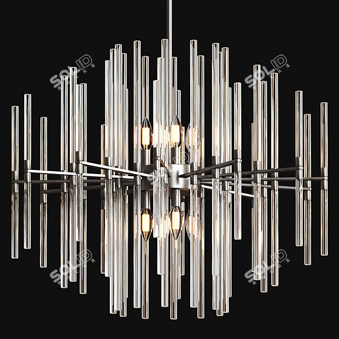 Modern Metal Glass Chandelier Fixture 3D model image 2