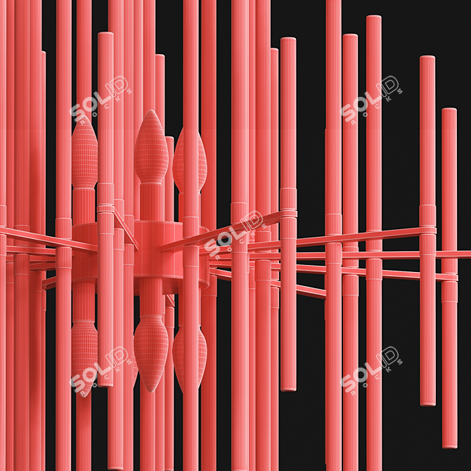 Modern Metal Glass Chandelier Fixture 3D model image 3