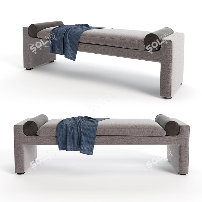 Modern Fabric and Plastic Bench 3D model image 1