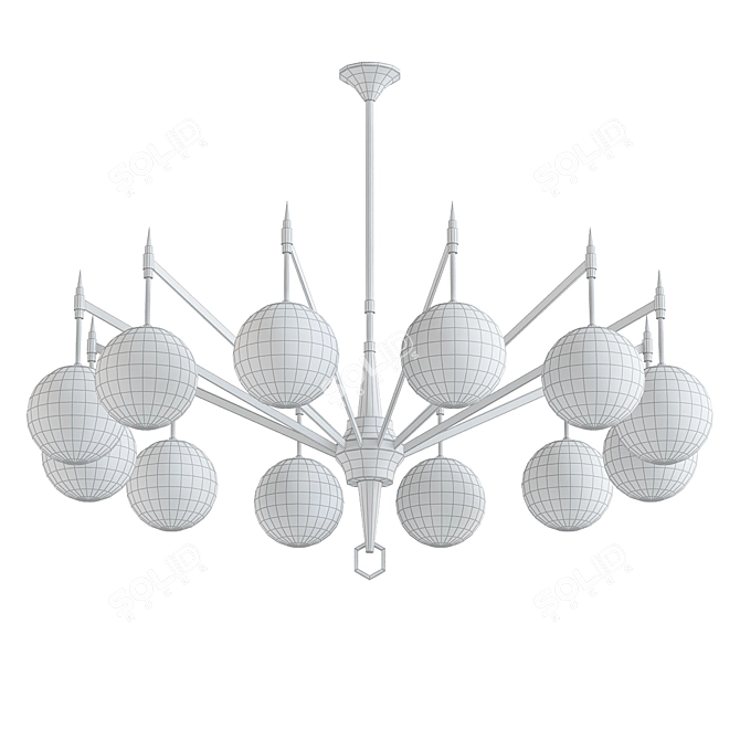 Elegant 12 Arm Brass Chandelier 3D model image 2