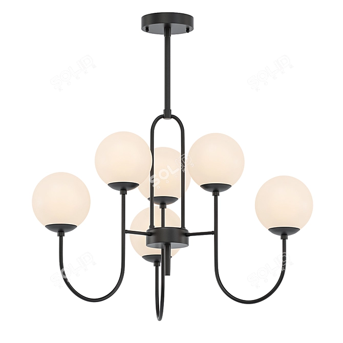 Modern Black Chandelier Pendulum Light 3D model image 1