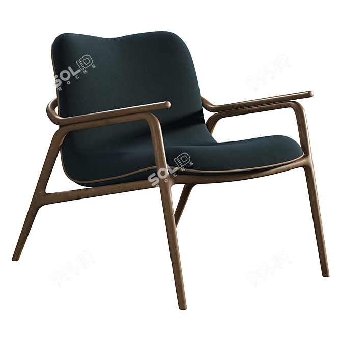 Elegant Wood Armchair Customize Fabric 3D model image 1