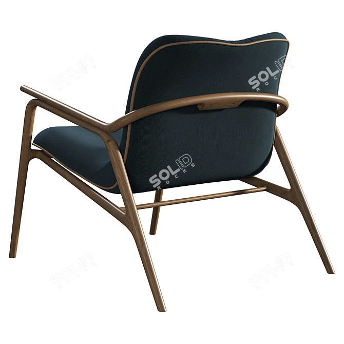 Elegant Wood Armchair Customize Fabric 3D model image 2