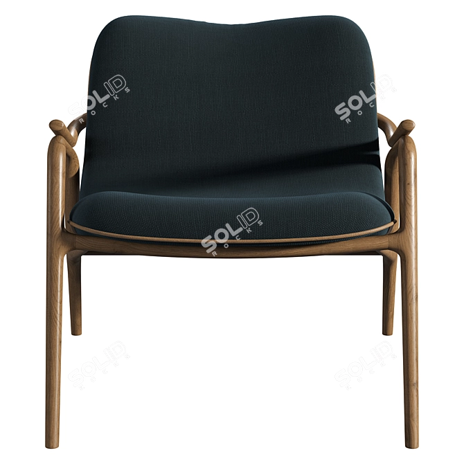 Elegant Wood Armchair Customize Fabric 3D model image 3