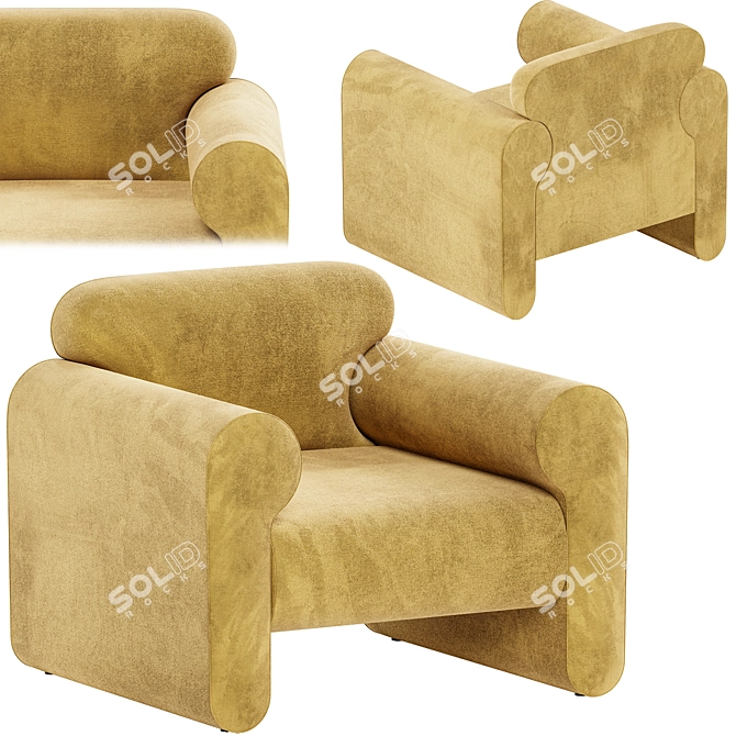 Title: Gala Reverse Roll Armchair 3D model image 1