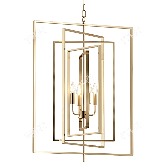 Elegant Hollis Brass Chandelier 3D model image 1