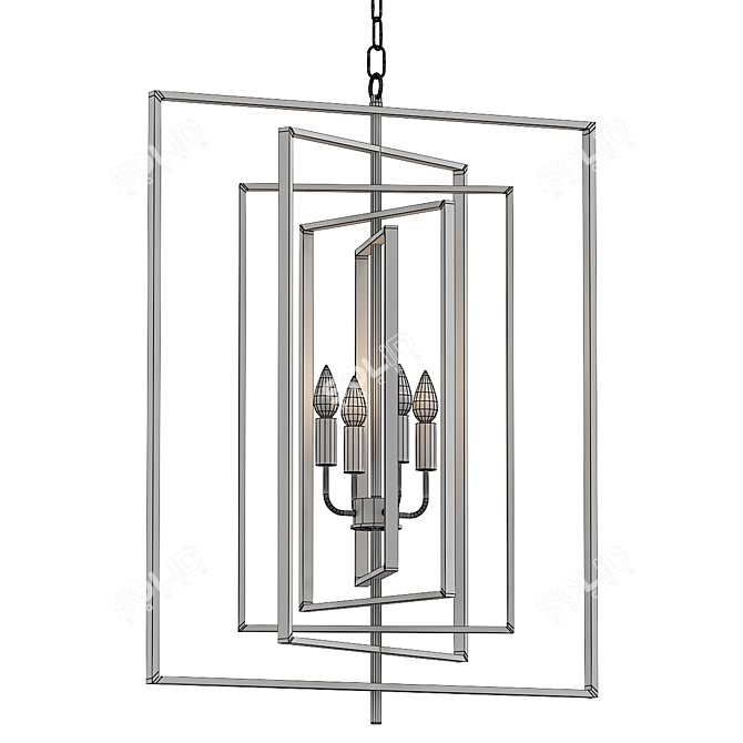 Elegant Hollis Brass Chandelier 3D model image 2