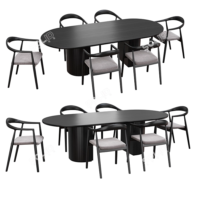 Modern Dining Set with Hata Chair 3D model image 1