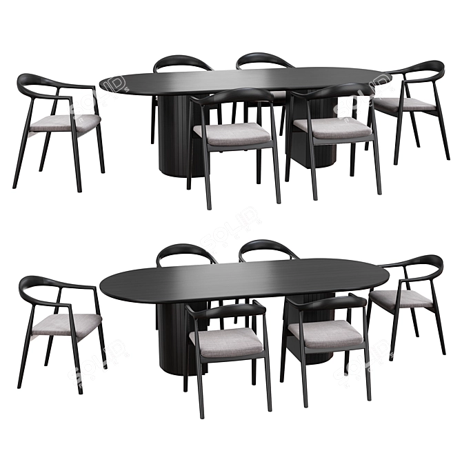 Modern Dining Set with Hata Chair 3D model image 2