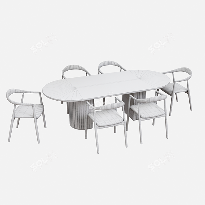 Modern Dining Set with Hata Chair 3D model image 3