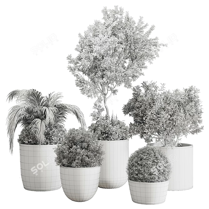 Concrete Vase Tree Bush Pot 3D model image 6