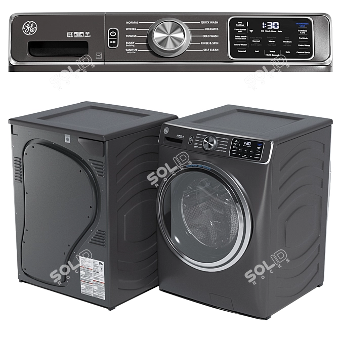 GE Smart Washer Dryer Set 3D model image 2