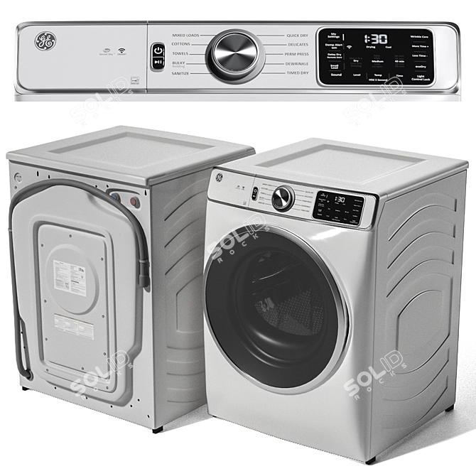 GE Smart Washer Dryer Set 3D model image 3