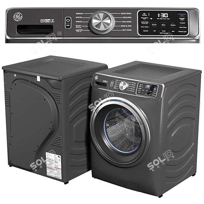 GE Smart Washer Dryer Set 3D model image 10