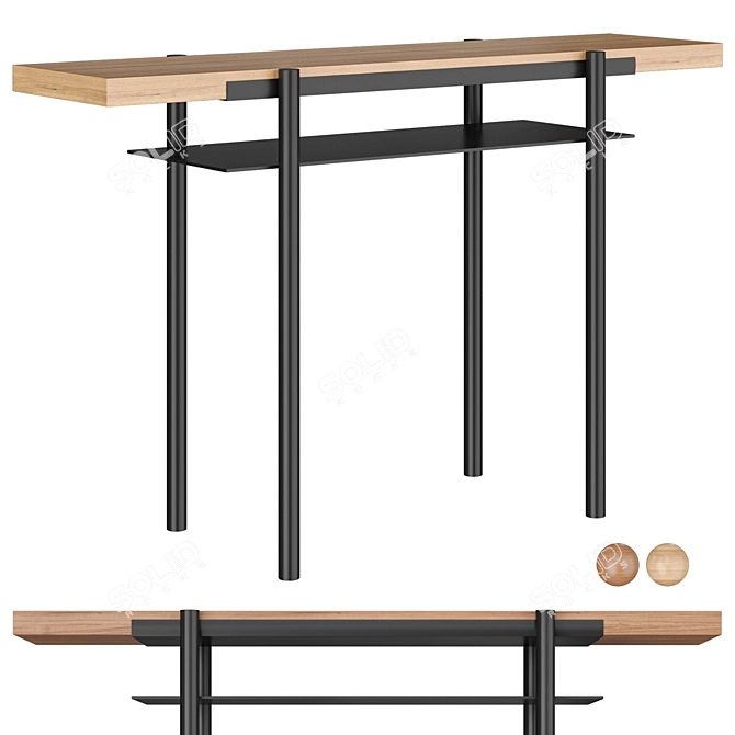 Metal Console Table with Shelf 3D model image 1