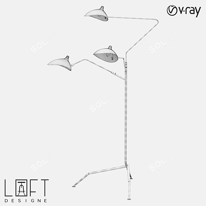 Modern Metal Floor Lamp 40W 3D model image 2