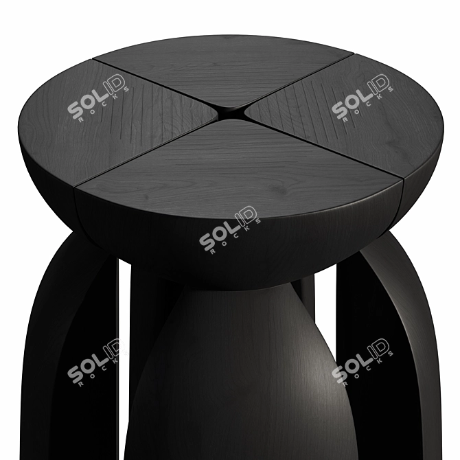 Artistic Solid Wood Side Table 3D model image 2