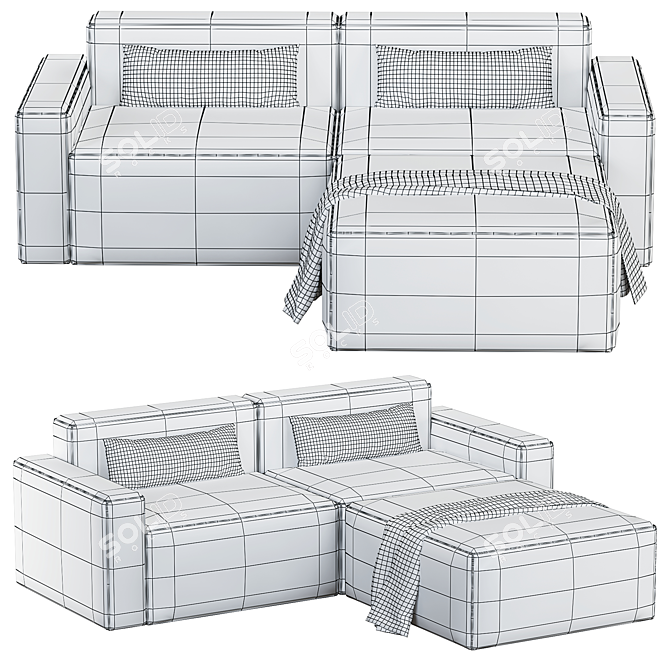 Modern Mix Modular Sectional Sofa 3D model image 3