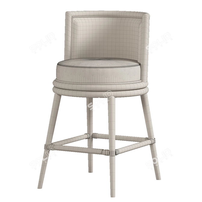 Barbara Barry Swivel Rattan Barstool 3D model image 3