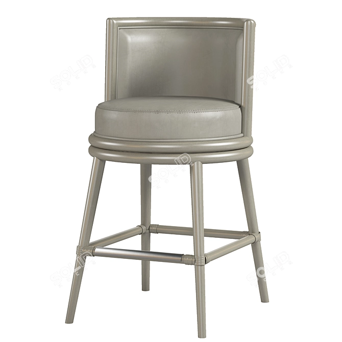 Barbara Barry Swivel Rattan Barstool 3D model image 4