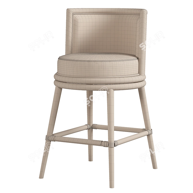 Barbara Barry Swivel Rattan Barstool 3D model image 7