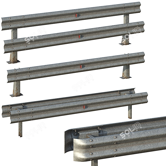 Road Bumper Set 6 Variants 3D model image 1