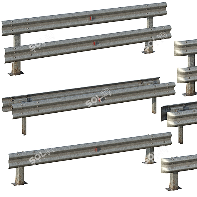 Road Bumper Set 6 Variants 3D model image 2