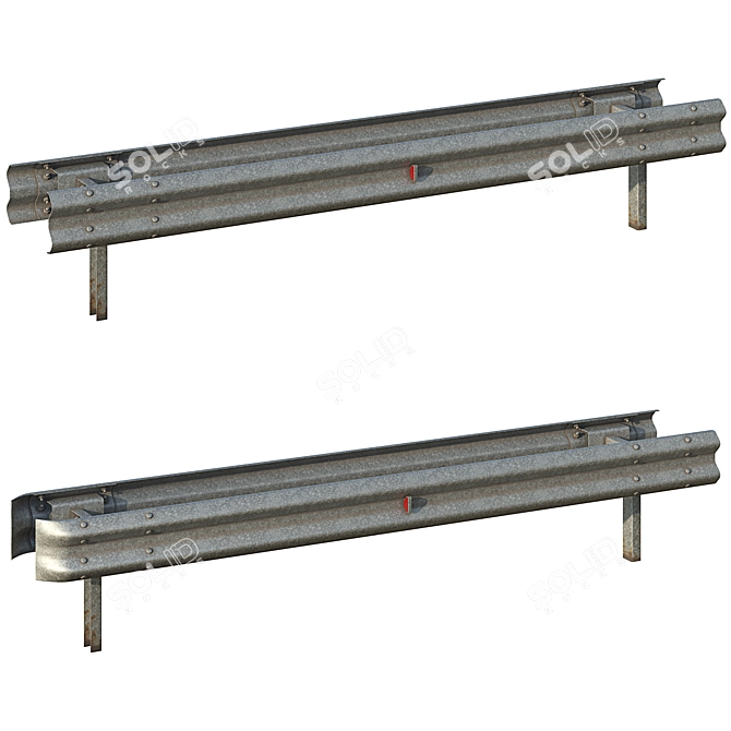 Road Bumper Set 6 Variants 3D model image 4