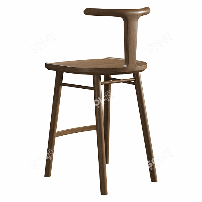 Curved Wood Oxbend Barstool 3D model image 3