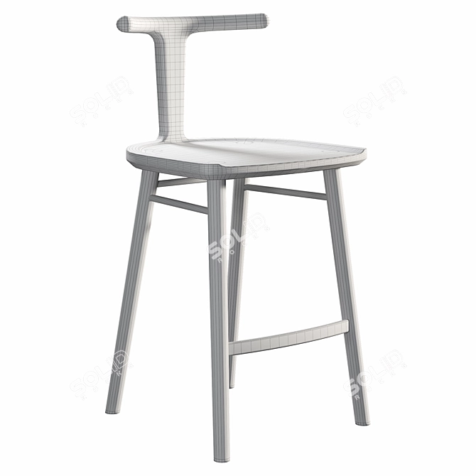 Curved Wood Oxbend Barstool 3D model image 4