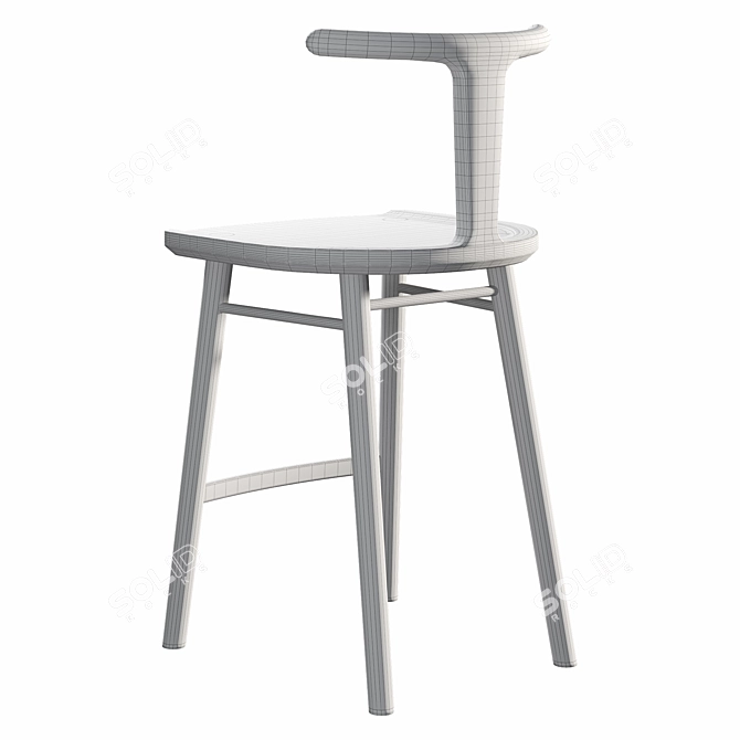 Curved Wood Oxbend Barstool 3D model image 6