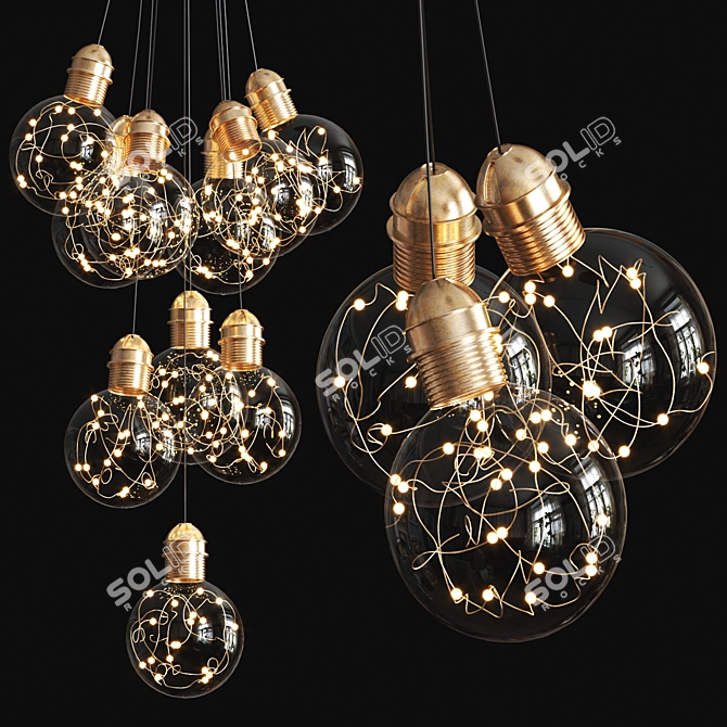 Mersey Metal Glass Bulb Lamp 3D model image 1