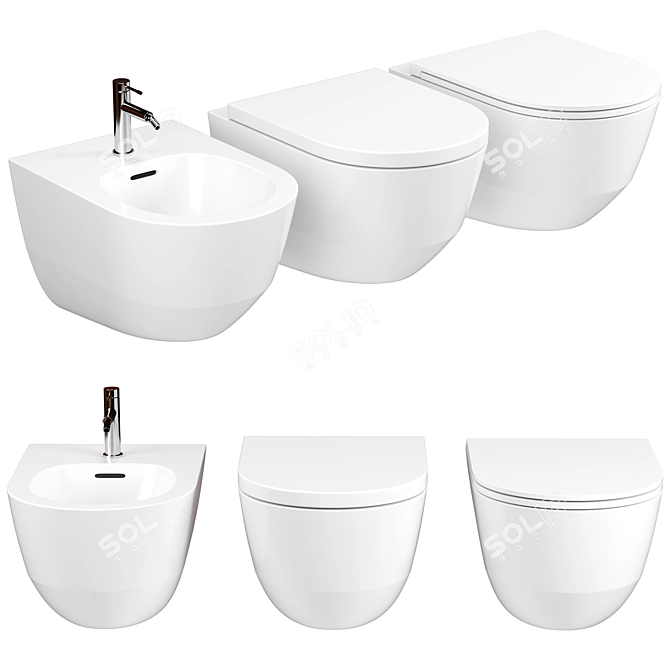 Laufen Pro Rimless Wall-Mounted Toilet 3D model image 1