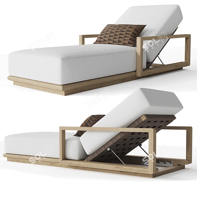 RH Belize Teak Chaise Lounger 3D model image 1