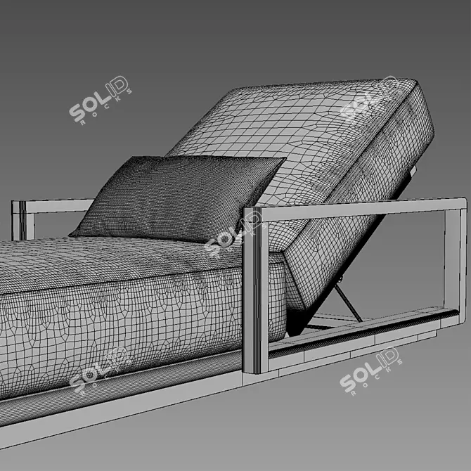 RH Belize Teak Chaise Lounger 3D model image 6