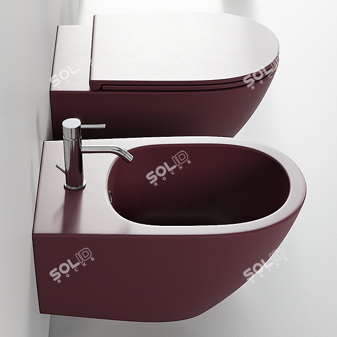  Aquatech Wall-Hung Ceramic Bathroom Set 3D model image 2