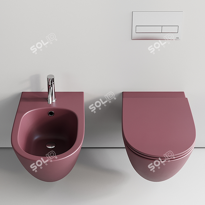  Aquatech Wall-Hung Ceramic Bathroom Set 3D model image 3